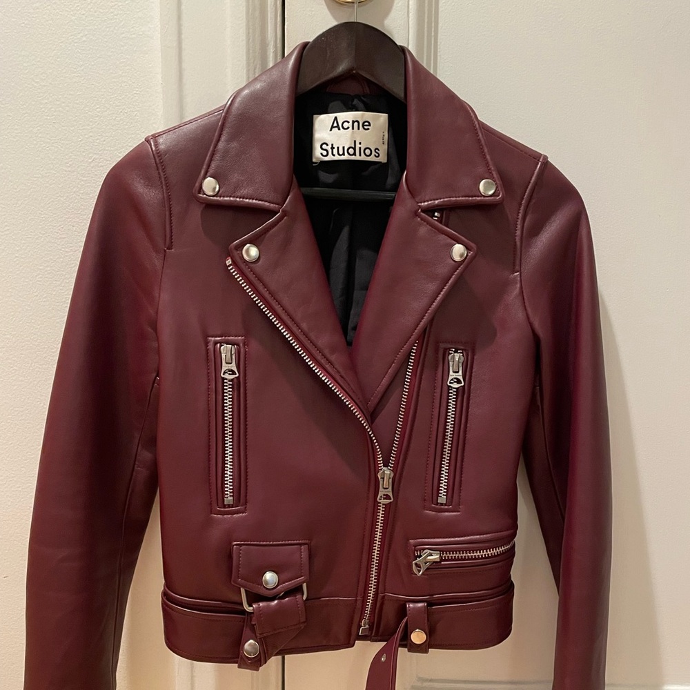 Acne Studios Women's Maroon Mock Leather Jacket